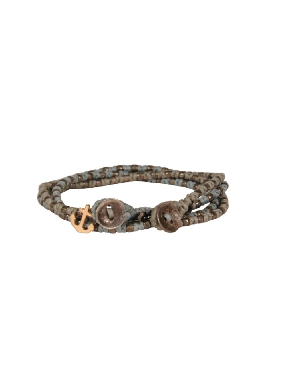 M Cohen Wrap Bracelet Blue Gray Cord .925 Silver Necklace Jewelry Gold Anchor
